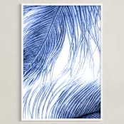 "Fine Feathered I" - Art Print in Midnight Blue by Debra Pruskowski - Framed