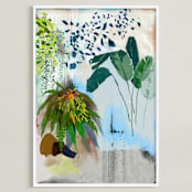 "A Composition of Plants" - Art Print in Blue Safari by Yanni Hui - Framed