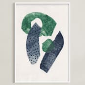 "Earth & Sky I" - Art Print in Navy Blue by Alisa Galitsyna - Framed