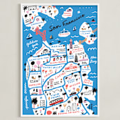 "I Love San Francisco" - Art Print in Sea Blue by Jordan Sondler - Framed