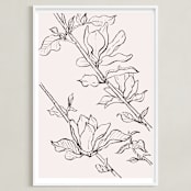 "magnolia study" - Art Print in peach by Qing Ji - Framed