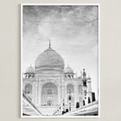 "Reflection of the Taj Mahal" - Art Print in Black and White by Heather Marie - Framed