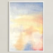"Red Rising Sun 1" - Art Print in Morning Yellow by Susanne Kasielke - Framed