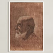 "Human One: Anton" - Art Print in Dark Coral by Colin Stuart - Framed