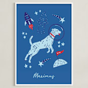 "Space Pup" - Personalized Art Print in Celestial by Kristin Mastoras - Framed