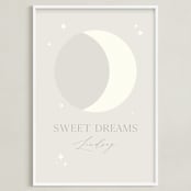 "Sweet Dreams Moon" - Personalized Art Print in Moondust by Alexandra Cohn - Framed