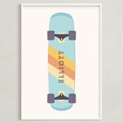 "Skateboard" - Personalized Art Print in Sky by David Michuki - Framed