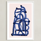 "Cloud Knots" - Art Print in Navy by Carol Barber - Framed