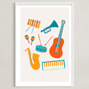 "Play Music" - Art Print in Persimmon by Malty Designs - Framed