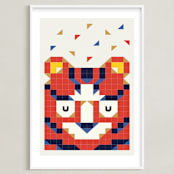 "Tigronometry" - Art Print in Tiger Orange by Masha Zimovich - Framed