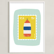 "Oh Buoy" - Art Print in Seafoam by Nadia Hassan - Framed