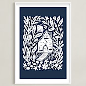 "Fairy House" - Art Print in Midnight by Kristen Knechtel - Framed