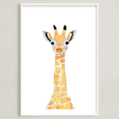 "baby animal.giraffe" - Art Print in merigold by Cass Loh - Framed