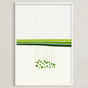 "Blooming Dots" - Art Print in Green by Subee Studio - Framed