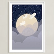 "What We Dream At Night" - Art Print in Midnight Blue by Carol Lin - Framed