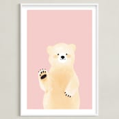 "So Beary Sweet" - Art Print in Bubblegum by Mollie Bohannon - Framed