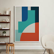 "Red Sun" - Art Print in Turquoise by Jennifer Morehead - In a Room