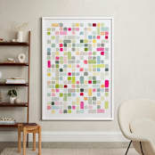 "Pink and Gray Squares" - Art Print in Magenta by Yao Cheng Design - In a Room