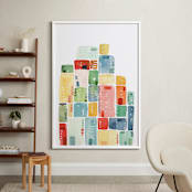 "Rectangles Stacked" - Art Print in Apple Red by Yao Cheng Design - In a Room