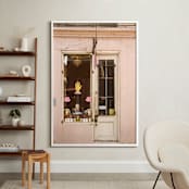 "New Orleans French Quarter Pink Wall" - Art Print in pale pink by Kathy Van Torne - In a Room