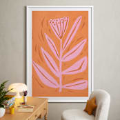 "Tall Flower" - Art Print in peach sorbet by Brandie Stonge - In a Room
