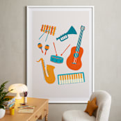 "Play Music" - Art Print in Persimmon by Malty Designs - In a Room