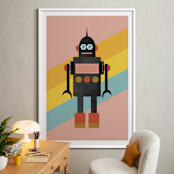 "Retro Robot" - Art Print in Bubblegum by Morgan Kendall - In a Room