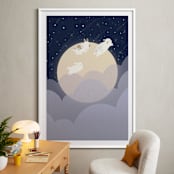 "What We Dream At Night" - Art Print in Midnight Blue by Carol Lin - In a Room