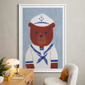 "Sailor Bear" - Art Print in Dusty Blue by Madhvi Samimi - In a Room
