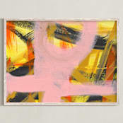 "It's Always Sunny Series 3" - Art Print in Yellow and Pink by Angela Simeone - Framed