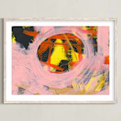 "It's Always Sunny Series 2" - Art Print in Yellow and Pink by Angela Simeone - Framed