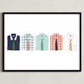 "Those Stylish Men" - Art Print in Mint by Dana Beckwith - Framed
