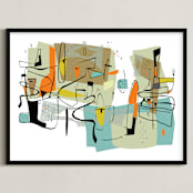 "fairview 1954" - Art Print in seafoam green by edwin wade - Framed