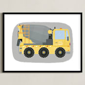 "The Cement-Mixer Truck" - Art Print in Mixer Yellow by Rebecca Marchese - Framed