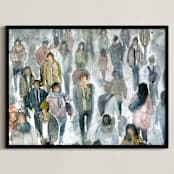 "Strangers II" - Art Print in Nostalgic Blue by Lulaloo - Framed