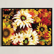 "Sunflower Season" - Art Print in Sunflower Yellow by Mariecor Agravante - Framed