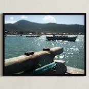 "Fishermen's Dock" - Art Print in Forest Green by Marco Augusto Ferreira - Framed