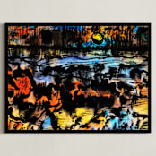 "Moonlight Mile" - Art Print in Moonlight Orange by Stuart Heir - Framed