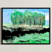 "The Field" - Art Print in Field Green by Stuart Heir - Framed