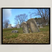 "Vermont Cemetery " - Art Print in Green Grass by Kate Binns - Framed