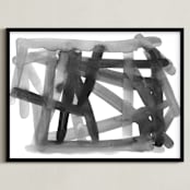 "Pick Up Sticks" - Art Print in Silky Black by Kim Colthurst Johnson - Framed