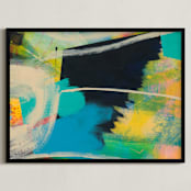 "Profound Blue and Green Series 3" - Art Print in Turquoise by Angela Simeone - Framed