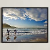 "Afternoon Surf" - Art Print in ocean sky blue by Sea and Sky - Framed