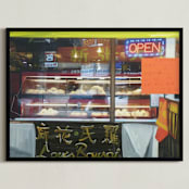 "Chinatown window, Toronto" - Art Print in Acid Green by Annie Seaton - Framed