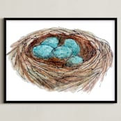 "Bird's Nest" - Art Print in Robin's Egg Blue by Haley Moore - Framed