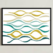 "Catch the Wave" - Art Print in Jade Green by Stacy Kron - Framed