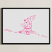 "Fuchsia Flamingo" - Art Print in Light grey by Kanika Mathur - Framed