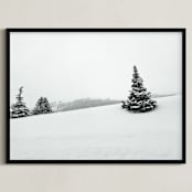 "Trees in the Snow" - Art Print in Crow Black by Nicole Simms - Framed