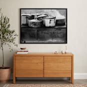 "Taco & Burrito Pots" - Art Print in Stainless Gray by Stuart Heir - In a Room