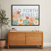"Go Forth Rebels Blooms" - Art Print in Vibrant Coral by Kate Wong - In a Room
